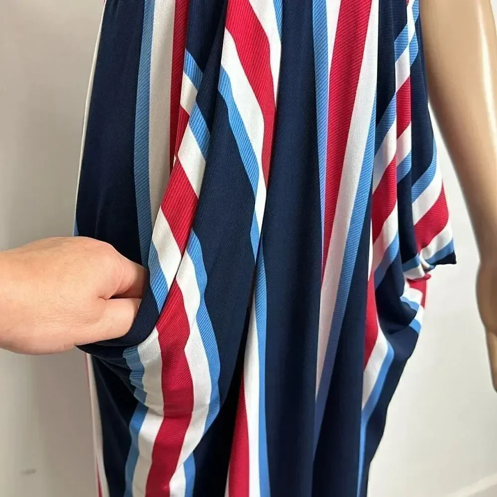 BCBGeneration Striped Sleeveless High-Low Midi Dress Size XS